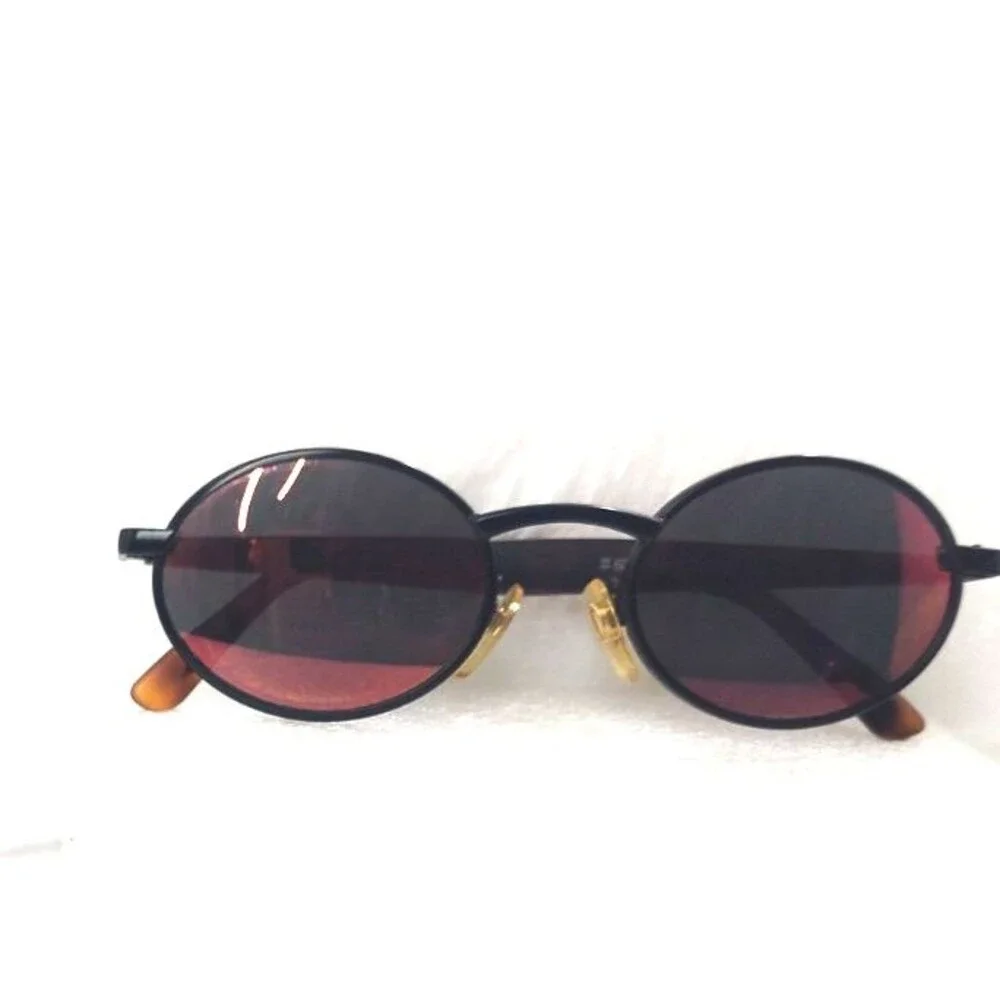 Y2K Structure Handmade Sunglasses Oval Metal John Lennon Style wCase 50-19-133mm
